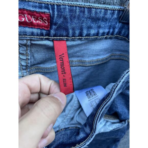 Guess Jeans Mens 30 Blue Vermont Slim Denim Medium Wash 5-Pocket Zip - Picture 9 of 13